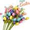 Easter Decorations, 6 Pcs Easter Picks with Colorful Eggs and Berries, Easter Eggs Blossom Branches for Easter Decor, Artificial Flower Arrangement, Easter Table Centerpieces